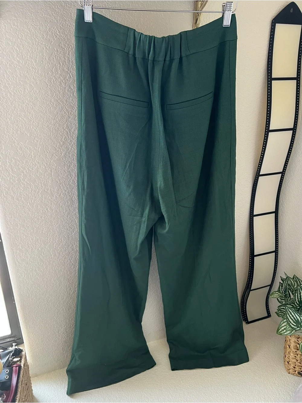 Veronica Beard Marbeau Wide-Leg High-Rise Pants in Forest